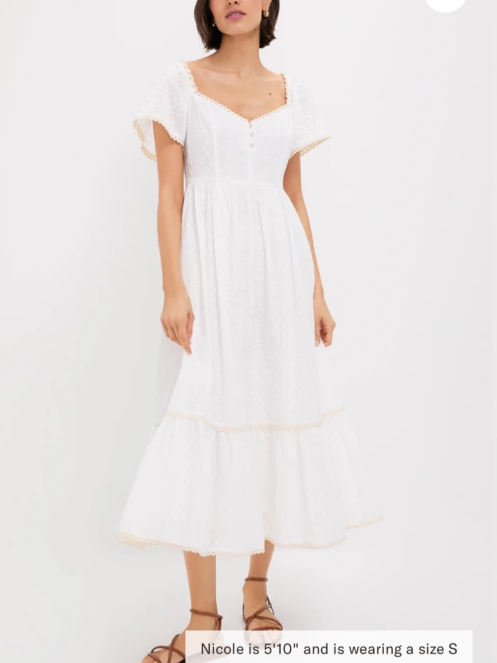 Tuckernuck/Pomander Place White Eyelet Midi Dress with Contrast Trim